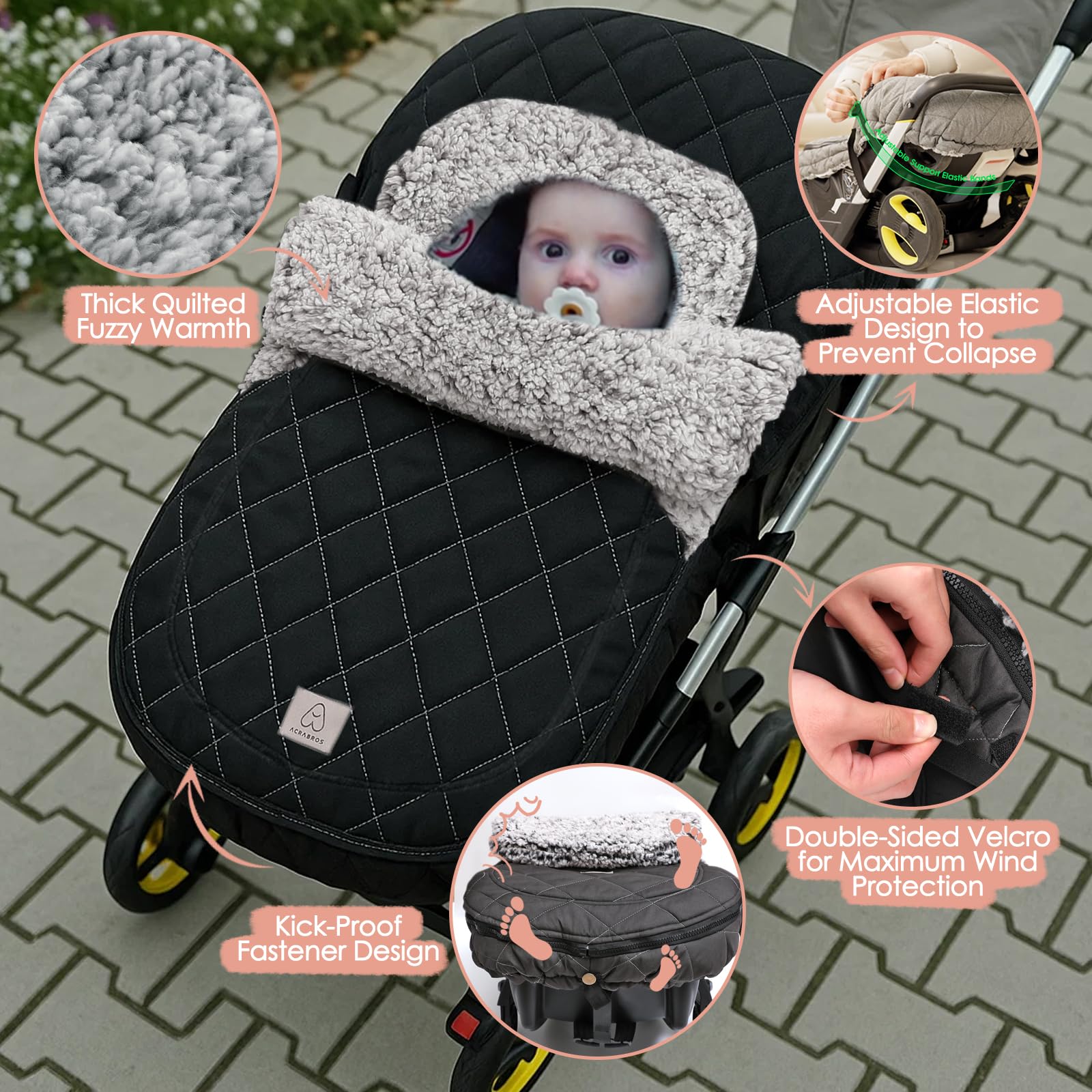 ACRABROS universal stretch-fit cover fits most seats for on-the-go parents
