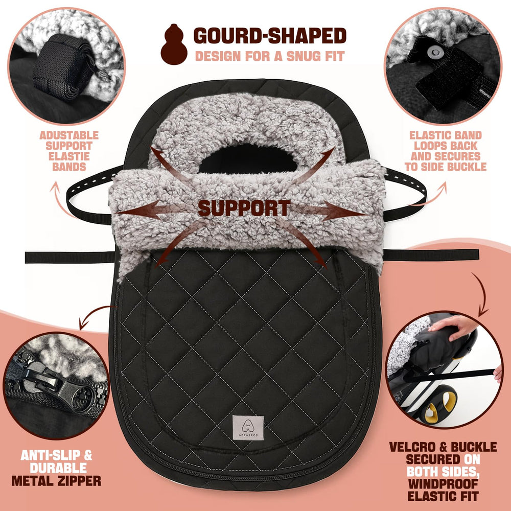 ACRABROS warm, cozy baby car seat cover ideal for naps and winters