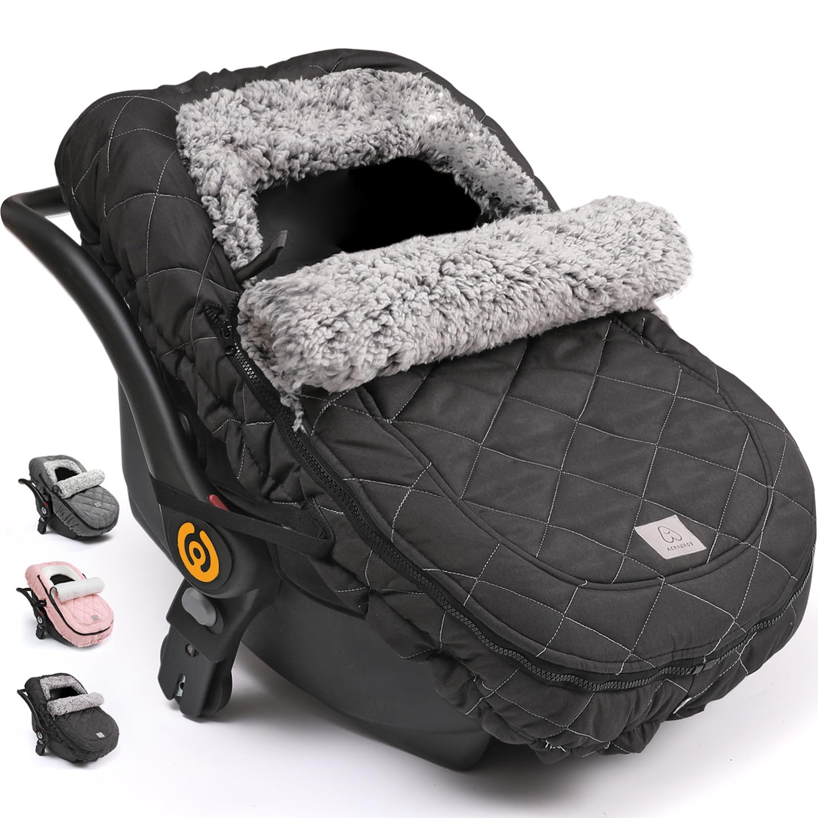 ACRABROS winter infant car seat cover with canopy keeps baby warm on cold rides