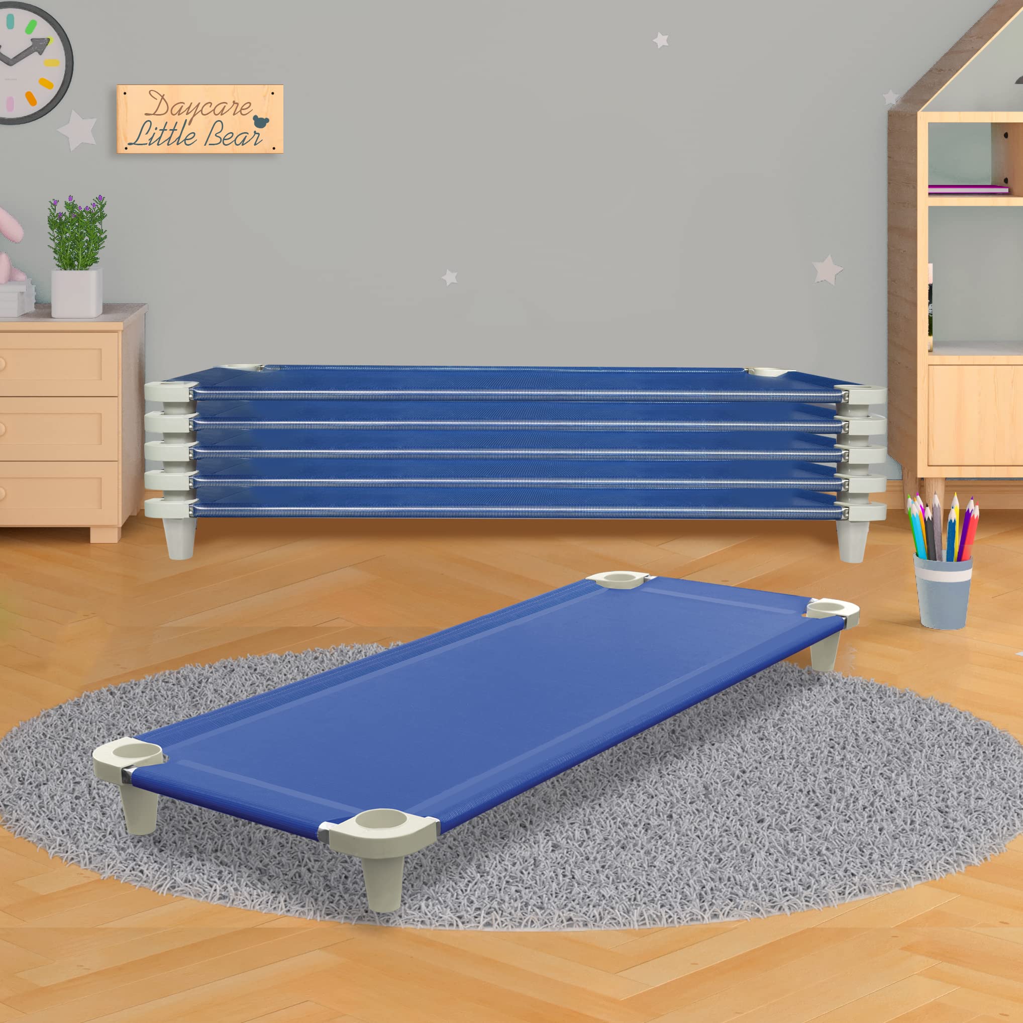 Acrimet nap cot kids blue breathable mesh fabric for comfort