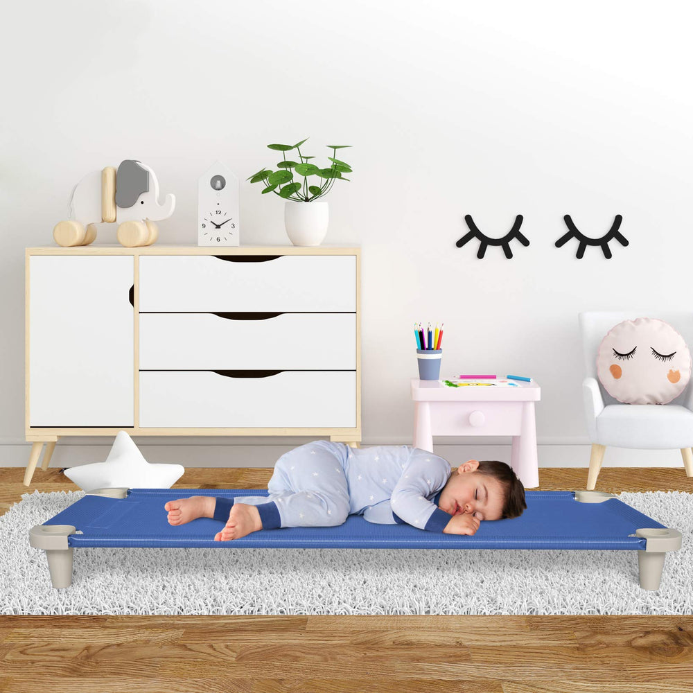 Gray non-slip feet keep the Acrimet nap cot steady on floors