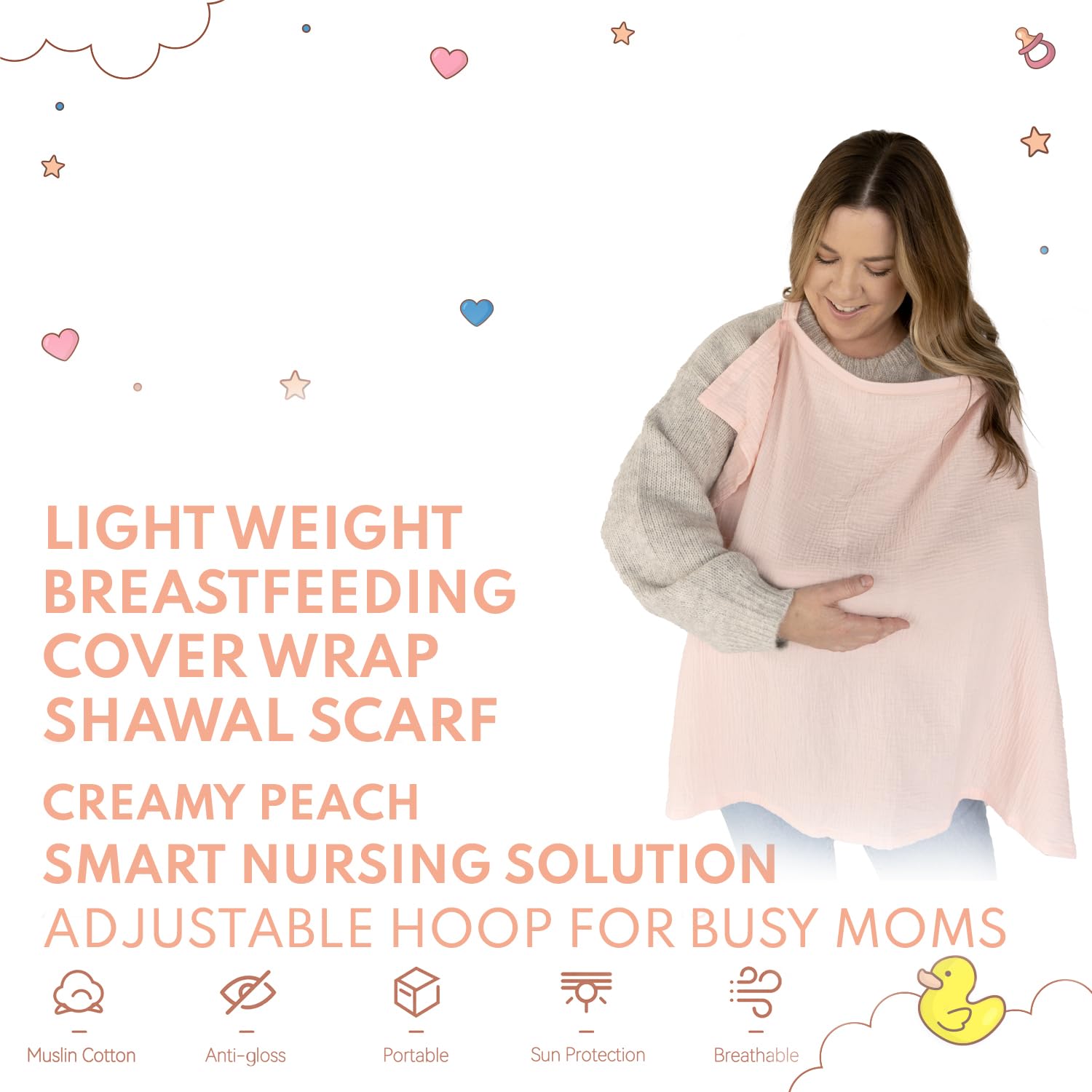 Active Baby privacy-friendly poncho style covers you in public seating.