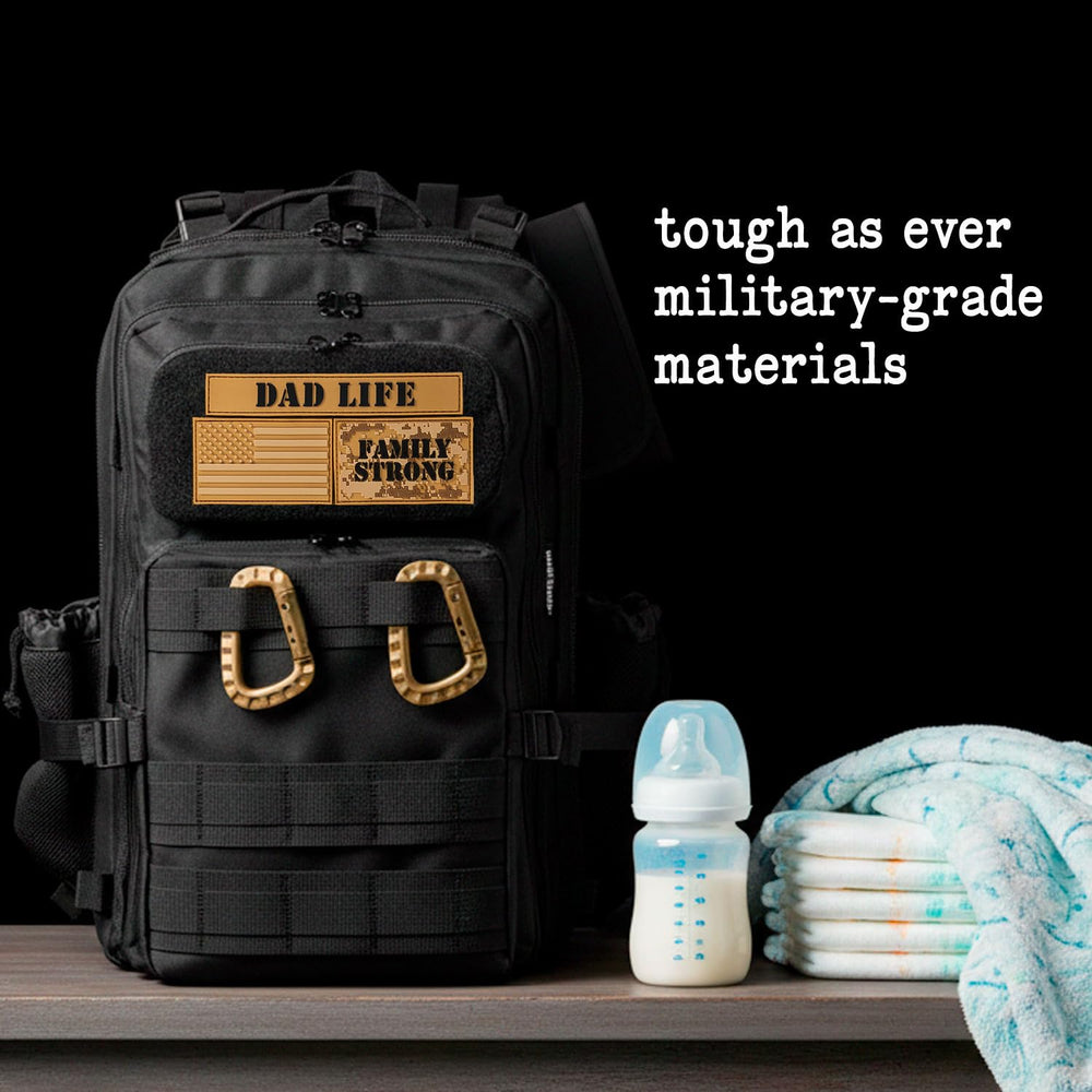 ActiveDoodie Dad Diaper Bag patches included for easy customization