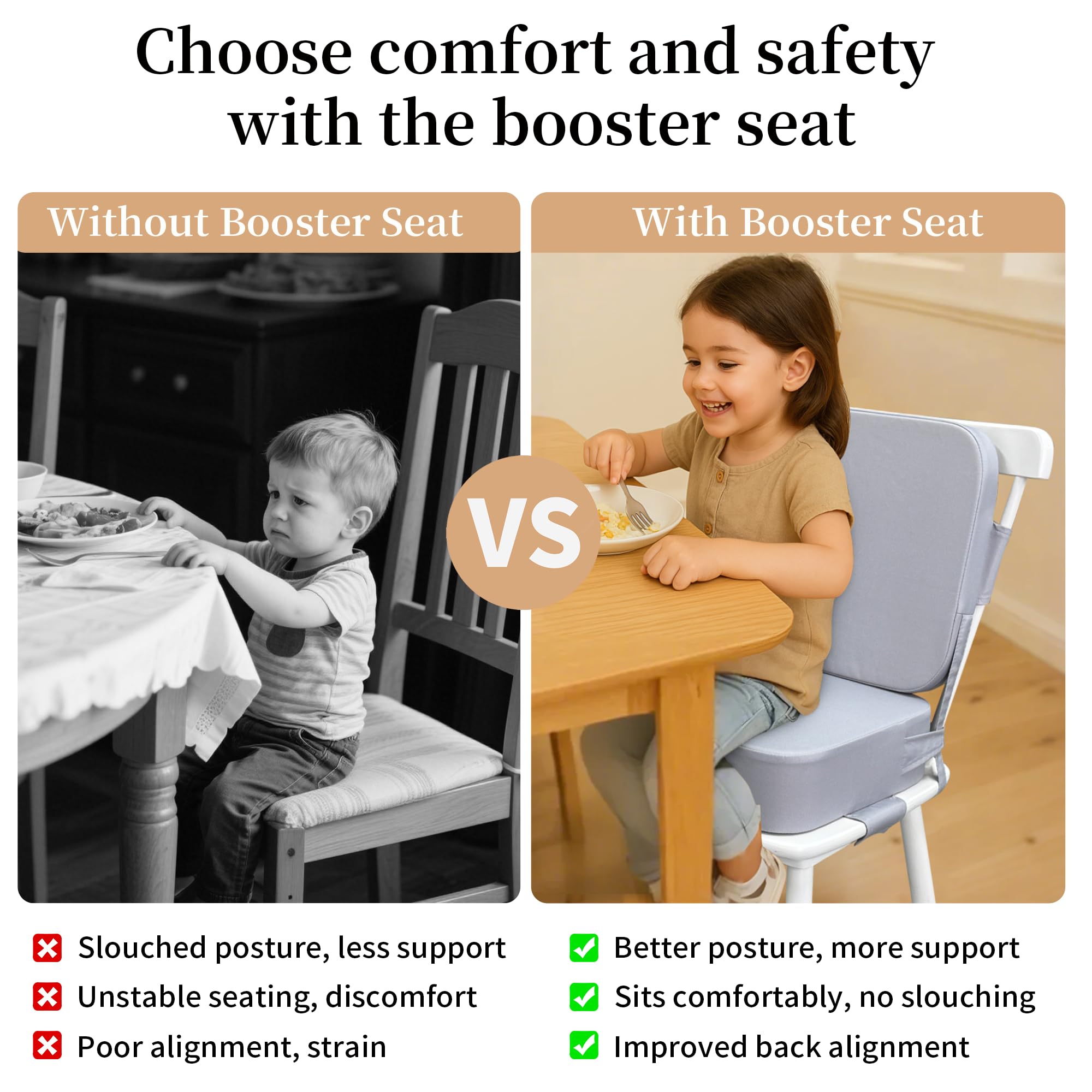 Adjustable dual straps secure the seat to most chairs.