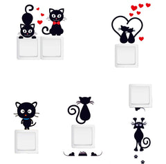 Adam Victor removable switch sticker with a cute black cat adds playful charm to your living room