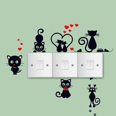 Adam Victor cat wall decal on a light switch brings whimsical flair to kids' rooms