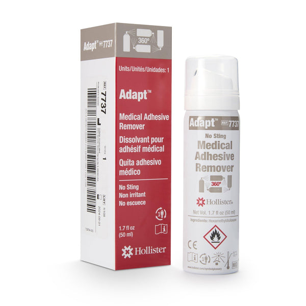 Adapt Adhesive Remover Spray 50 mL front view, compact can for easy bedside use.