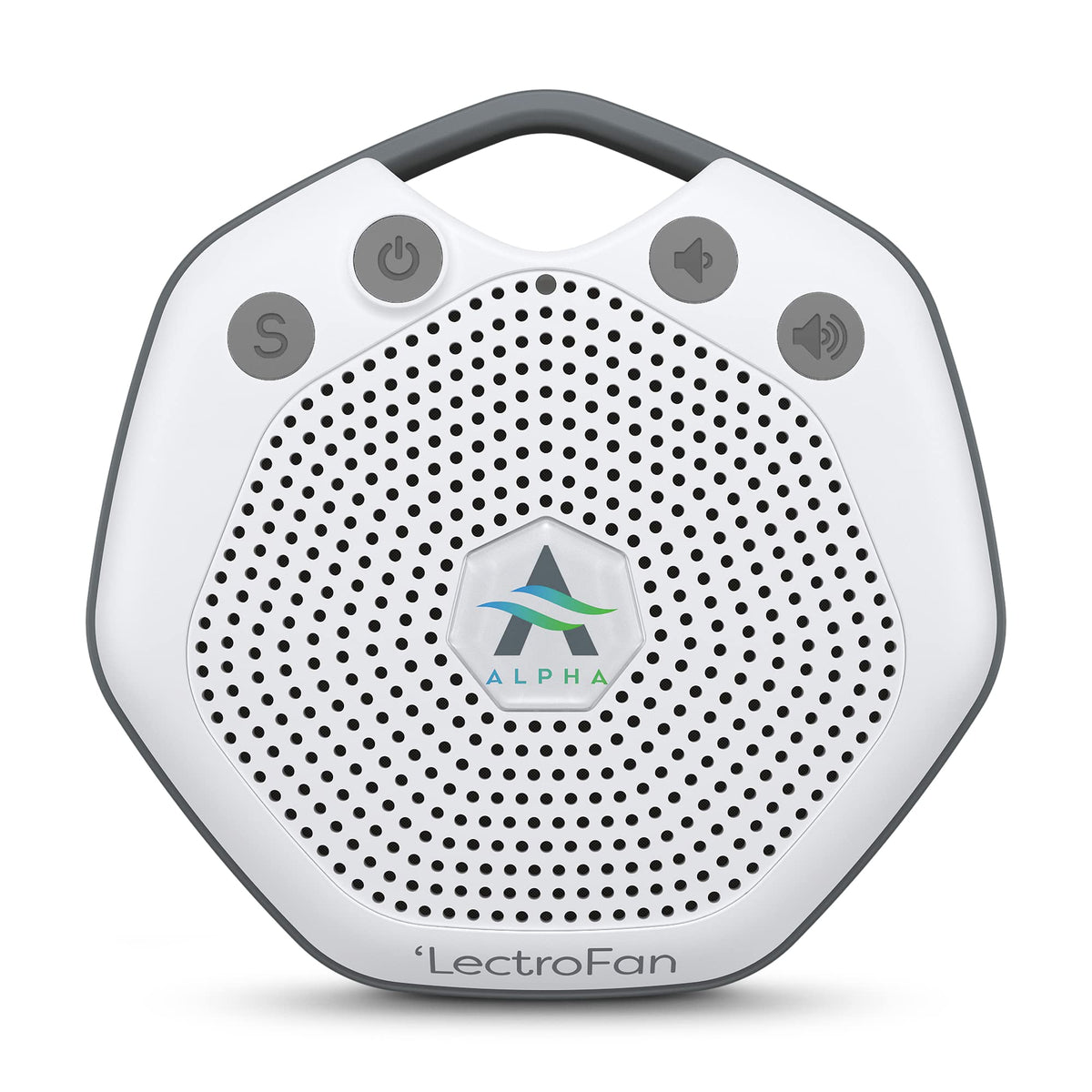Adaptive Sound Technologies LectroFan Alpha with travel clip for sleep on the go.