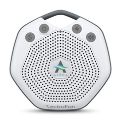 Adaptive Sound Technologies LectroFan Alpha with travel clip for sleep on the go.