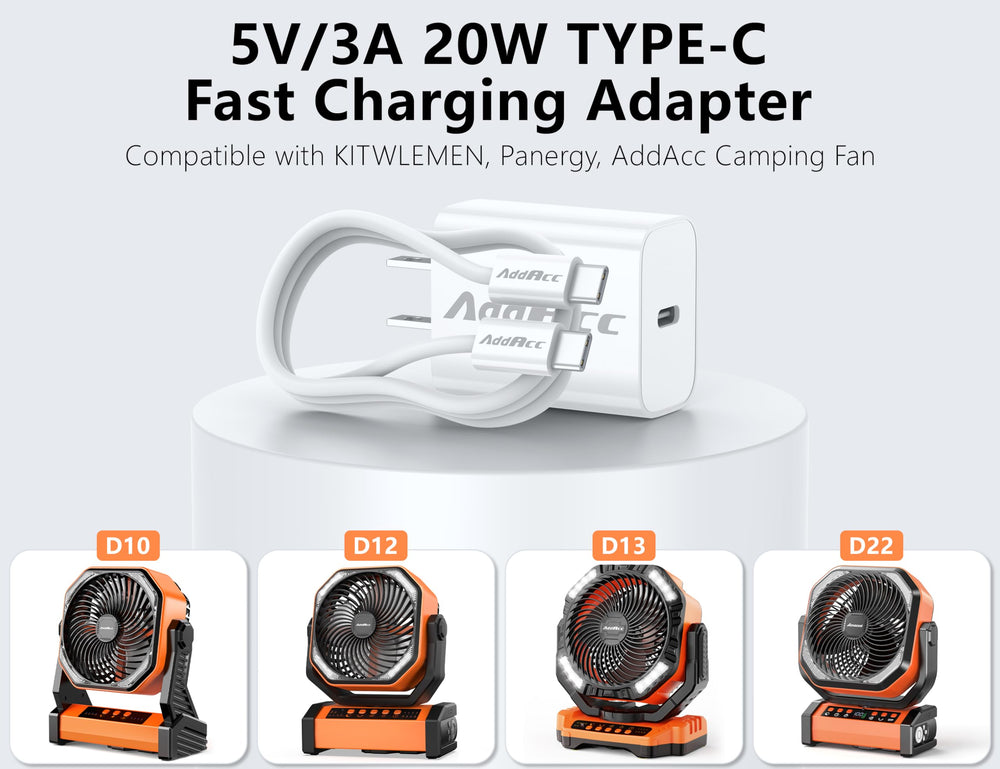 AddAcc camping fan charger ready for outdoor power