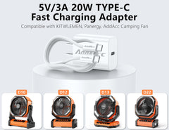 AddAcc camping fan charger ready for outdoor power