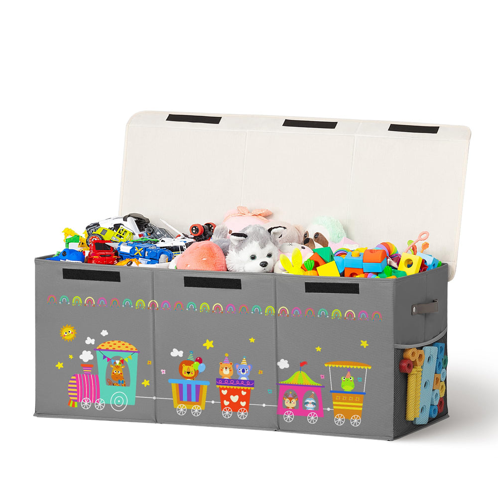 ADEHMDA 120L toy storage box with lid keeps toys secured and dust-free