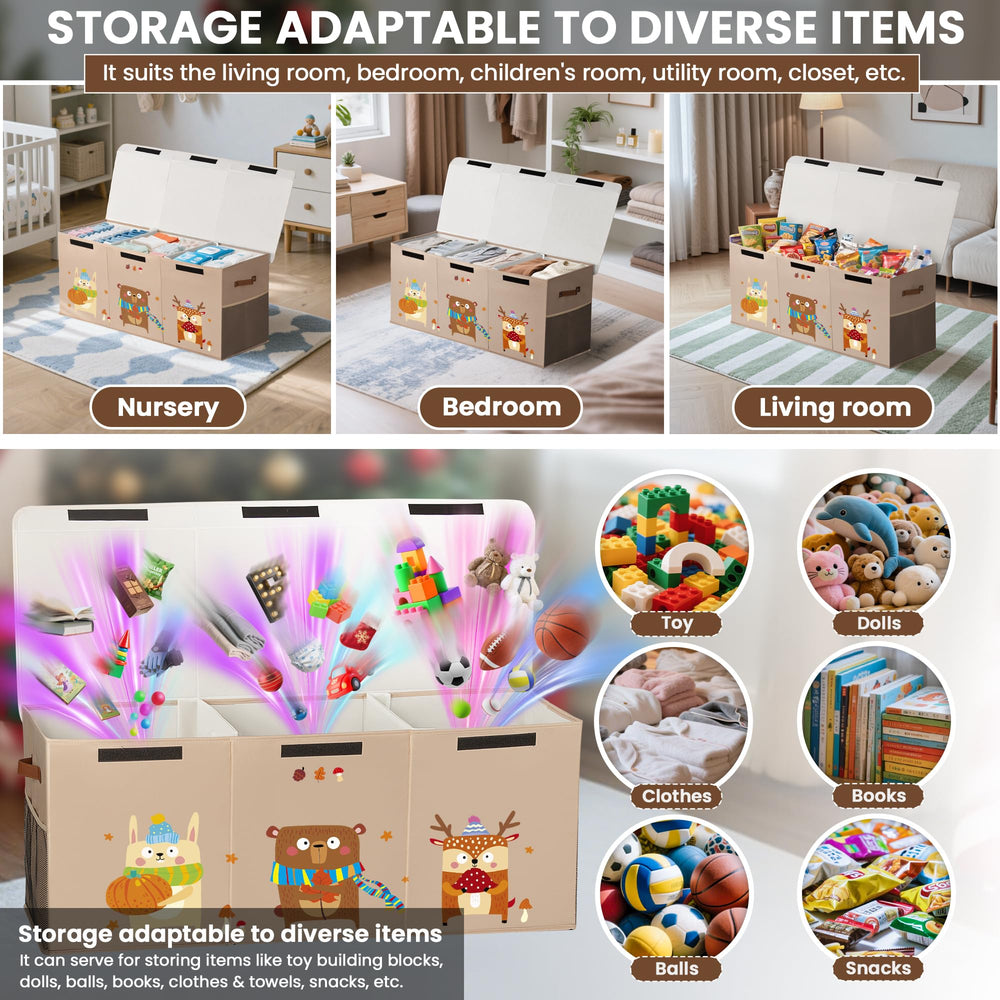 ADEHMDA 120L built-in divider supports classified toy storage.