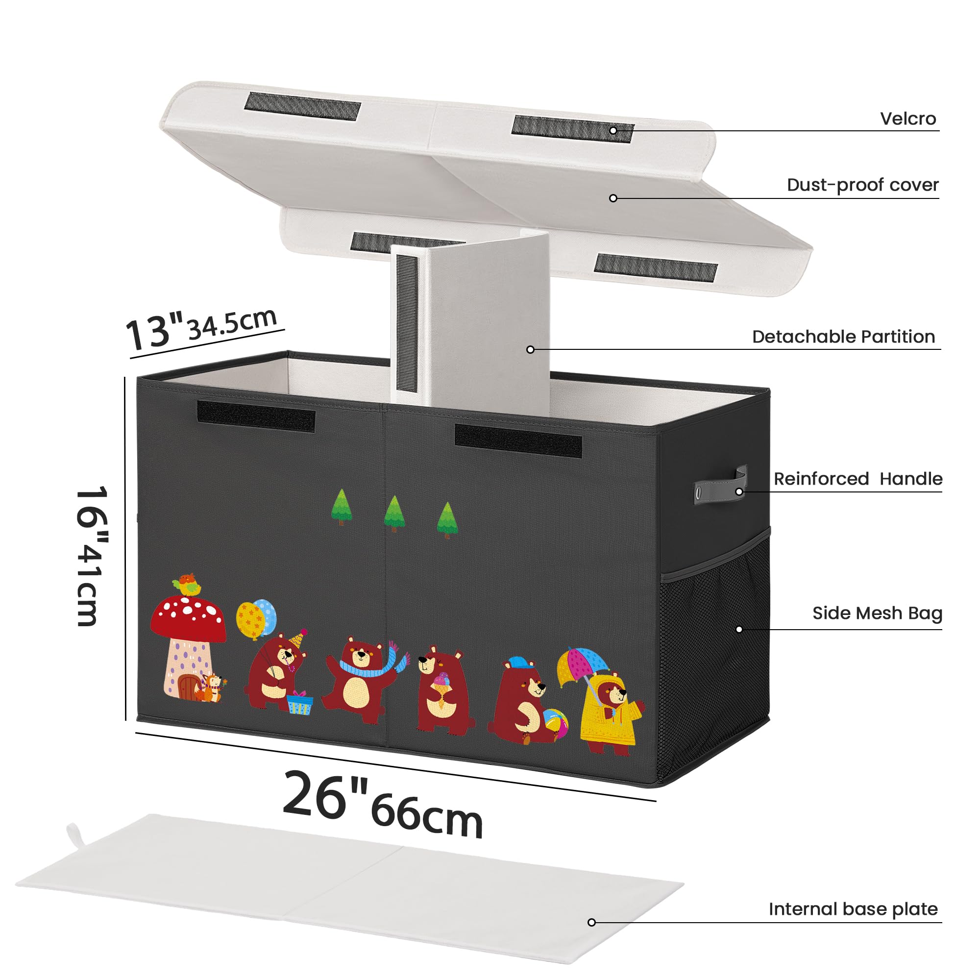 ADEHMDA 80L toy box with removable divider for tidy separation.