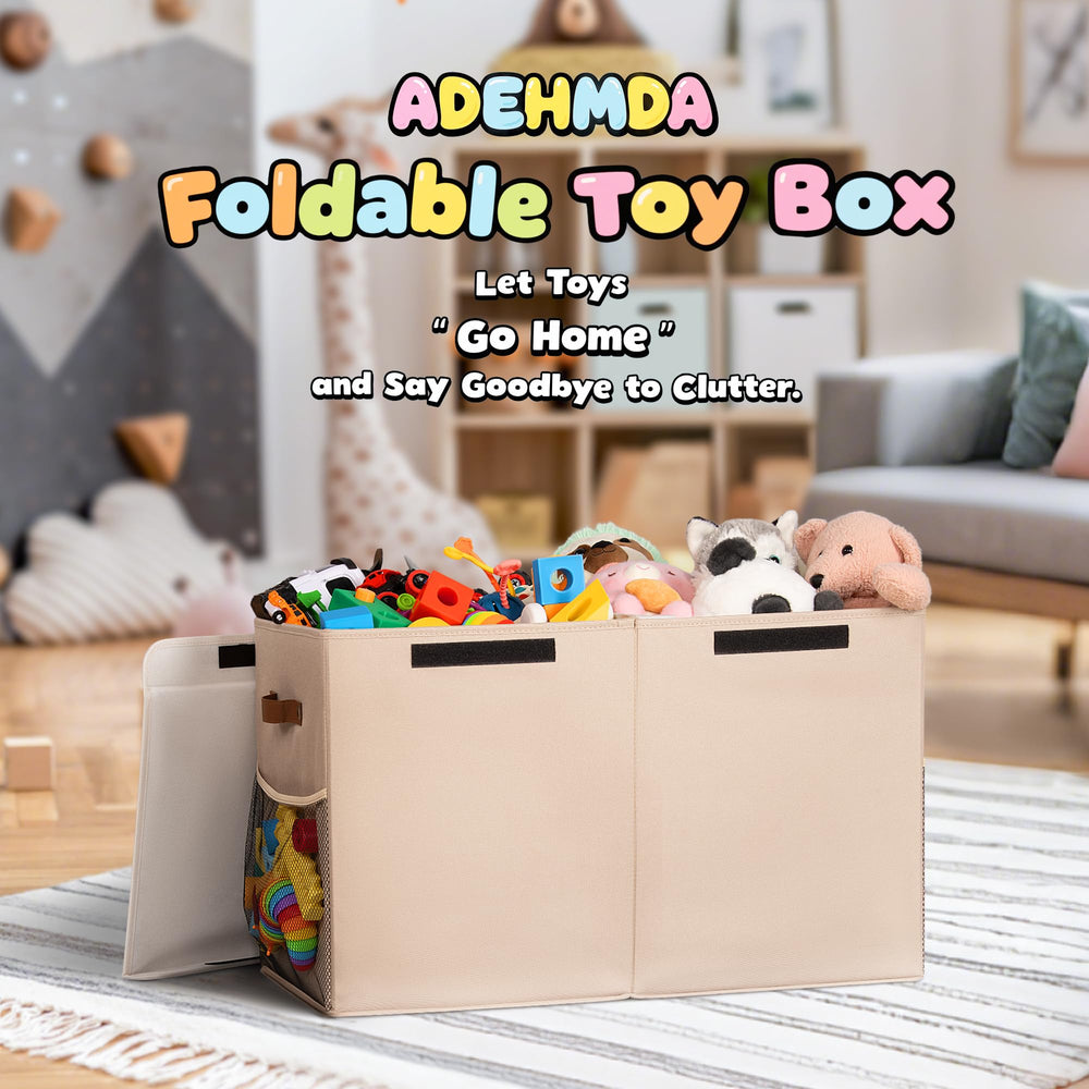 ADEHMDA 80L toy storage box divider keeps blocks and dolls neatly separated.