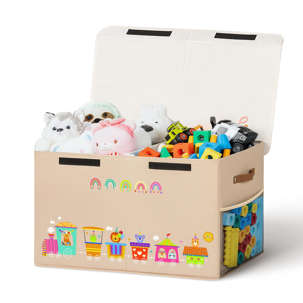 ADEHMDA 80L toy storage box with lid keeps toys dust-free and accessible.