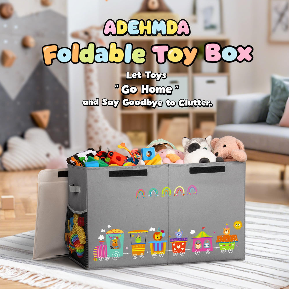 ADEHMDA foldable toy storage box shows compact design for easy stowage.