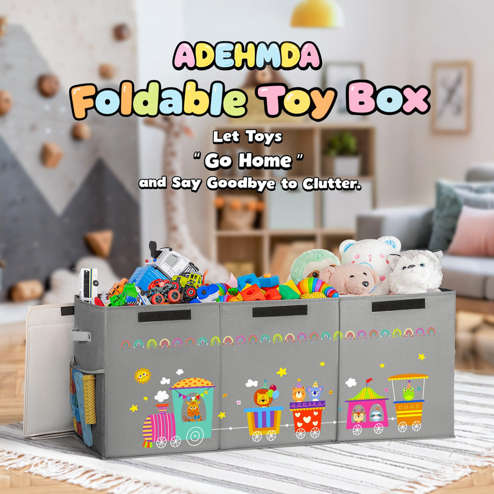 ADEHMDA foldable toy box with Velcro top enables easy cleaning and compact storage