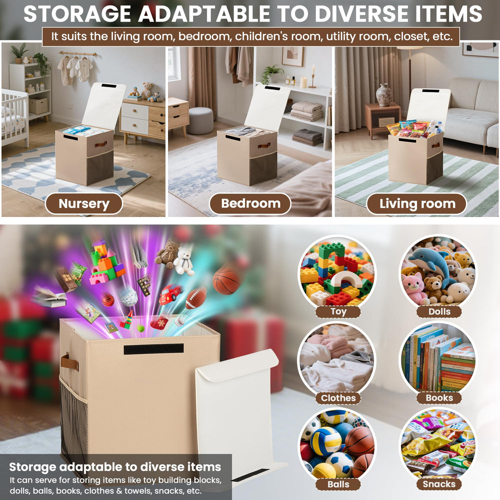 Versatile storage for toys, clothes, books, or snacks in one unit.