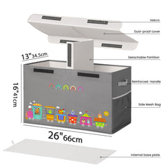 ADEHMDA toy storage box features side mesh pockets for small-item organization.