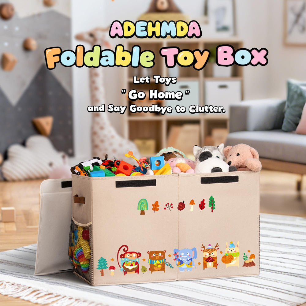 ADEHMDA toy storage chest with side mesh pockets for small-item organization.