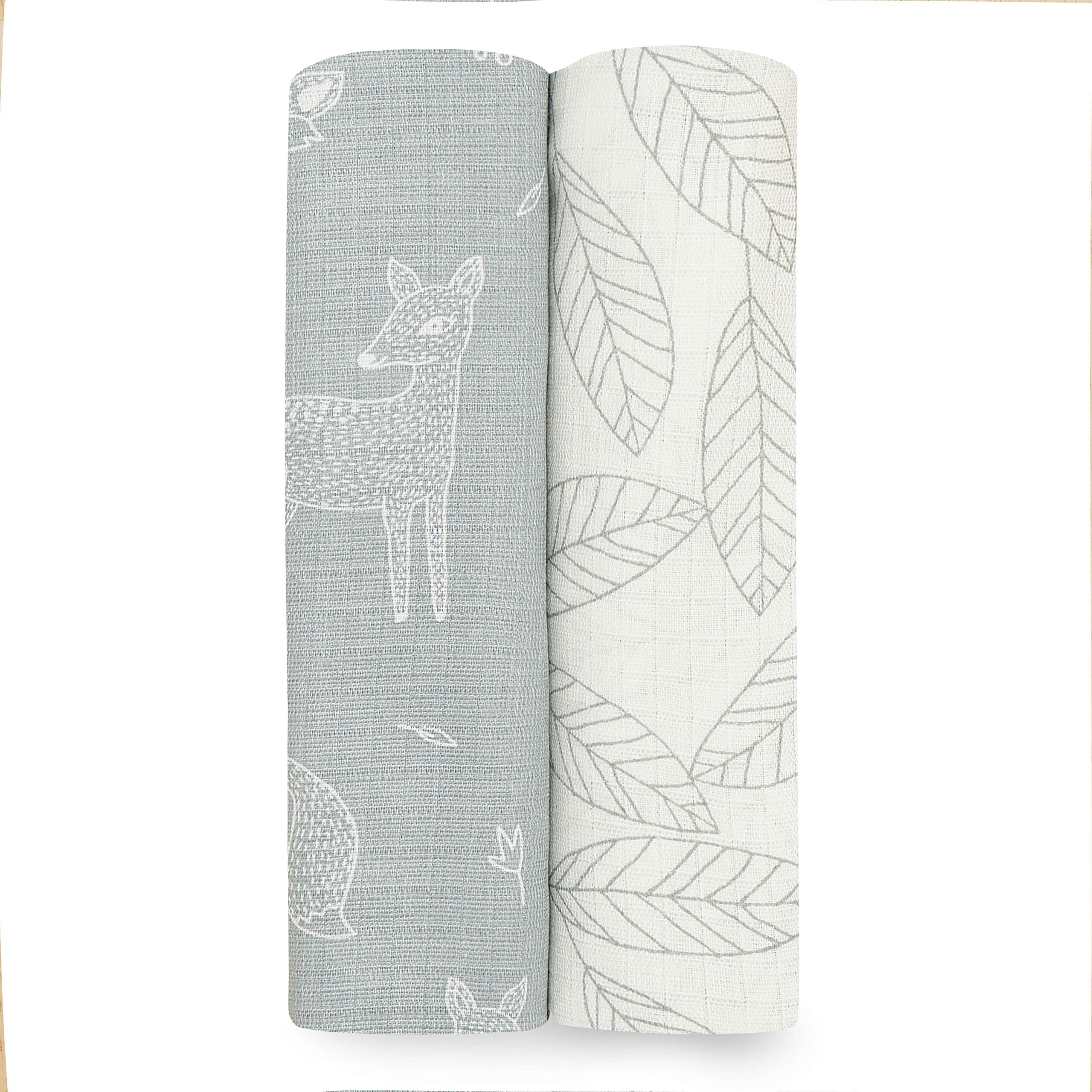 aden + anais silky soft swaddle 2-pack folded, highlighting breathable bamboo muslin texture