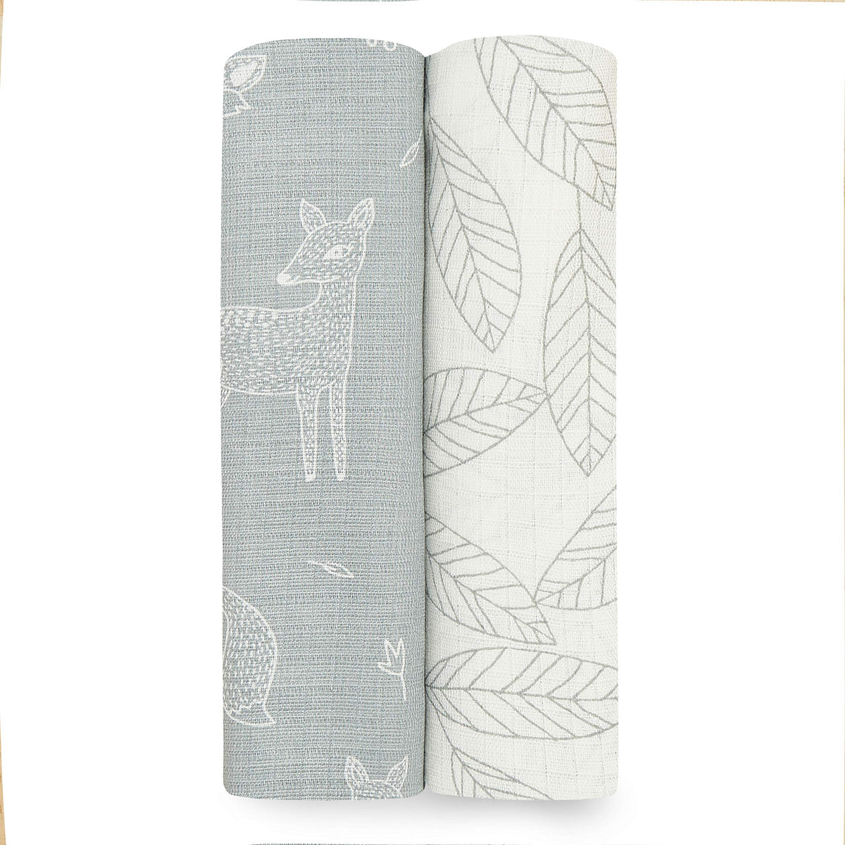 aden + anais silky soft swaddle 2-pack folded, highlighting breathable bamboo muslin texture