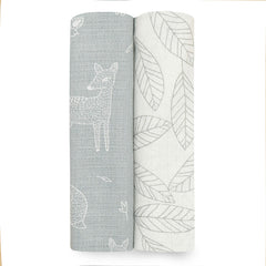 aden + anais silky soft swaddle 2-pack folded, highlighting breathable bamboo muslin texture