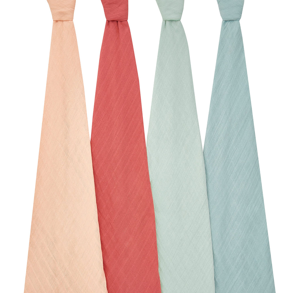 A close-up of aden + anais 47x47 swaddle blankets showcasing generous size.