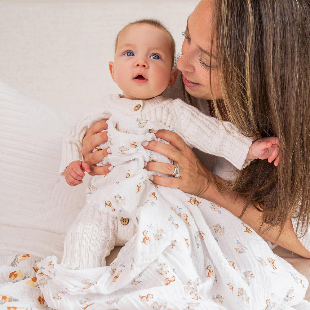 aden + anais Disney swaddle blanket shows soft cotton texture for baby comfort