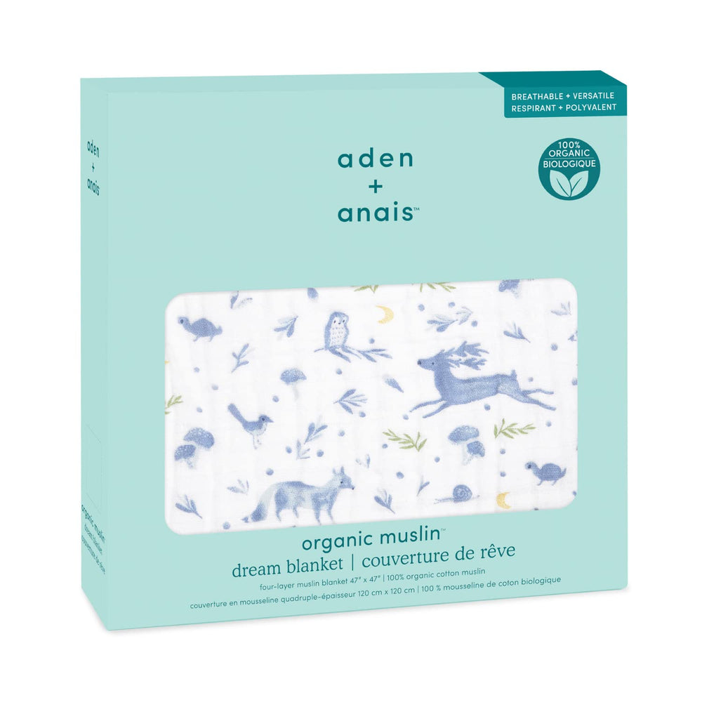 aden + anais dream blanket 47x47 size demonstrates ample coverage for snuggling.