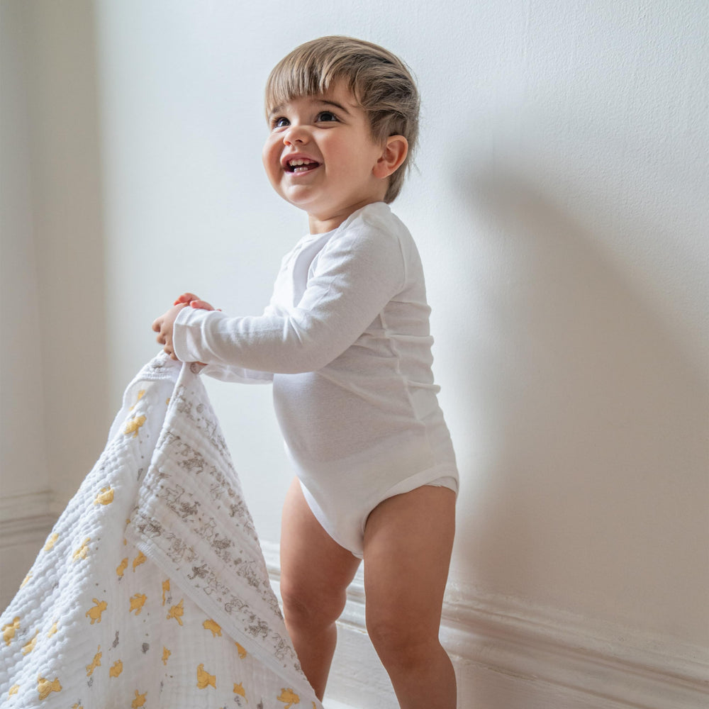 aden + anais Dream Blanket measures 44x44 inches for growing babies