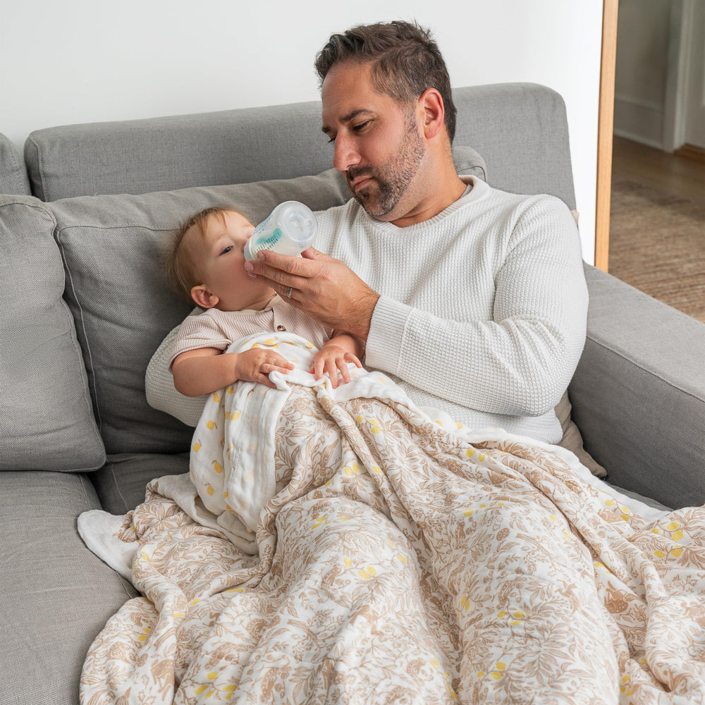 Aden + Anais Dream Blanket laid flat to highlight oversized 60x70 dimensions