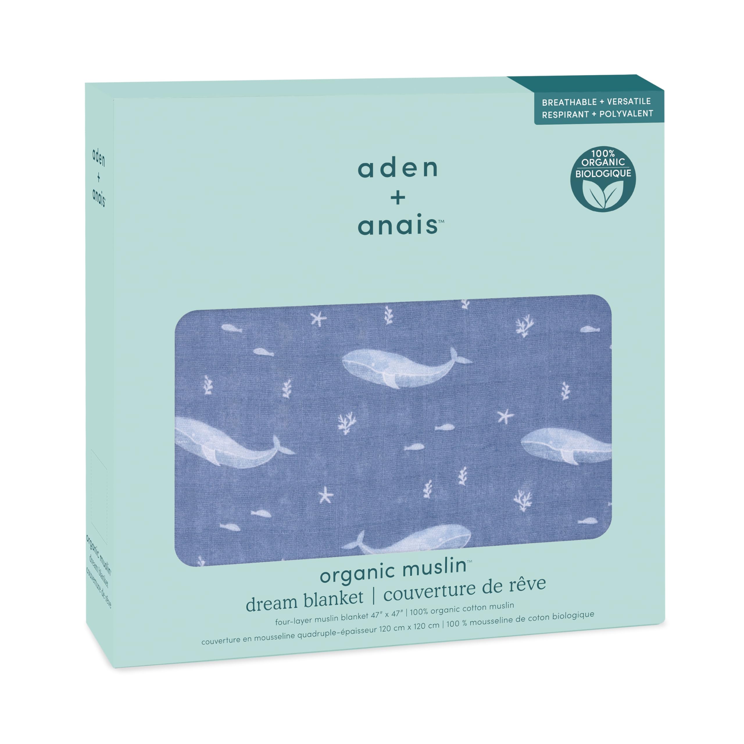 aden + anais Dream Blanket tummy-time surface demonstrates lightweight warmth and airflow
