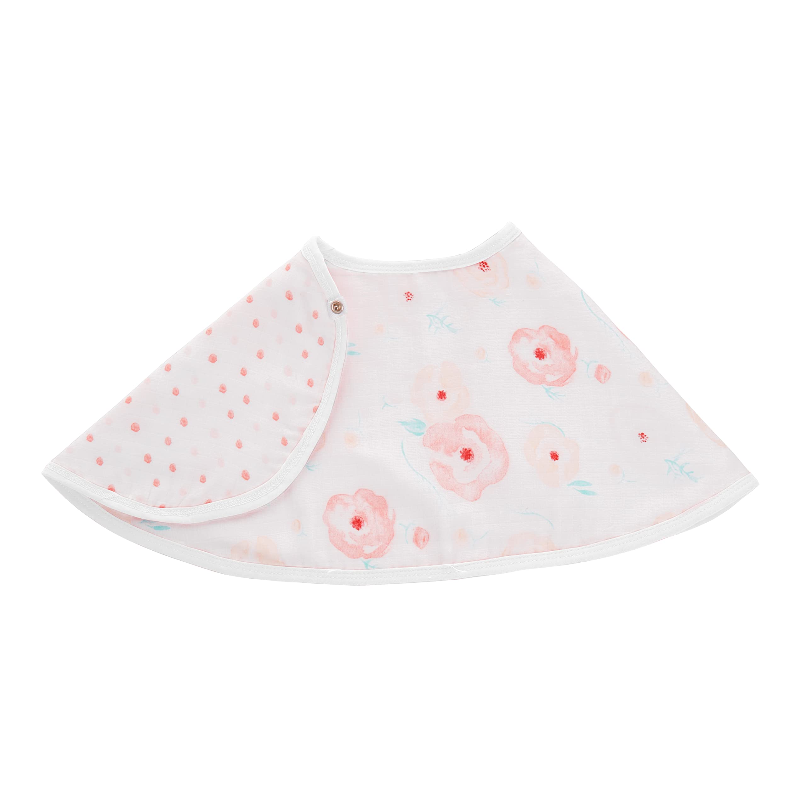 aden + anais Burpy Bib in full bloom roses with full-coverage for feeding cleanups.