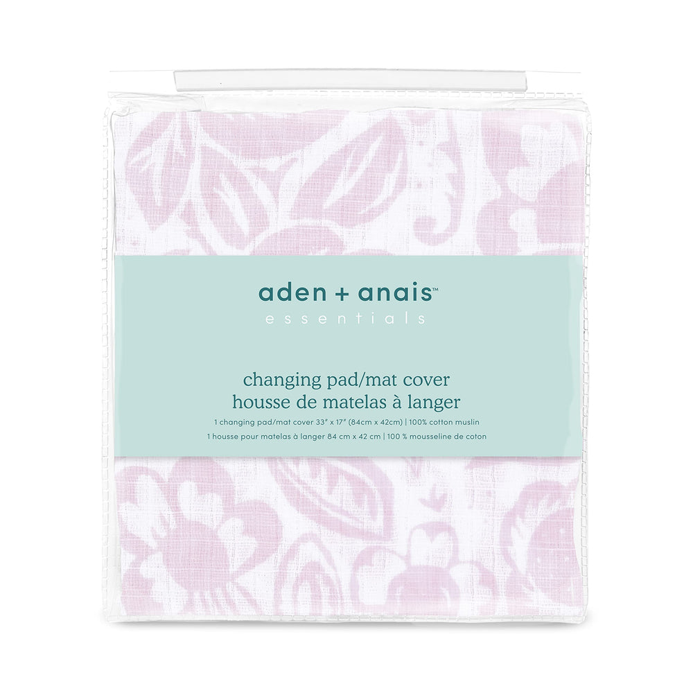 aden + anais Essentials changing pad cover on a pad showing snug elastic-fit design