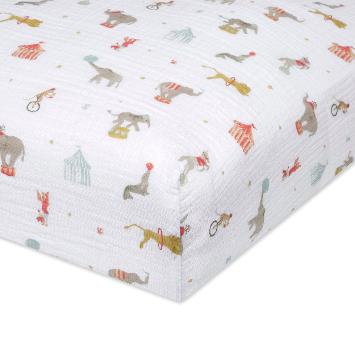 aden + anais Essentials Classic Crib Sheet, Elephant Circus, ultra-soft muslin for cozy nights