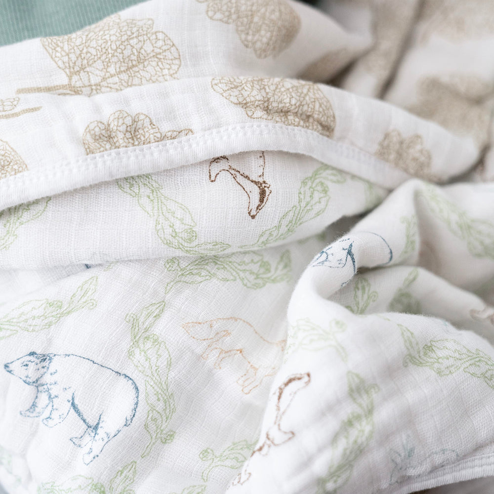 Close-up of aden + anais Dream Blanket showing soft cotton muslin and durable weave.