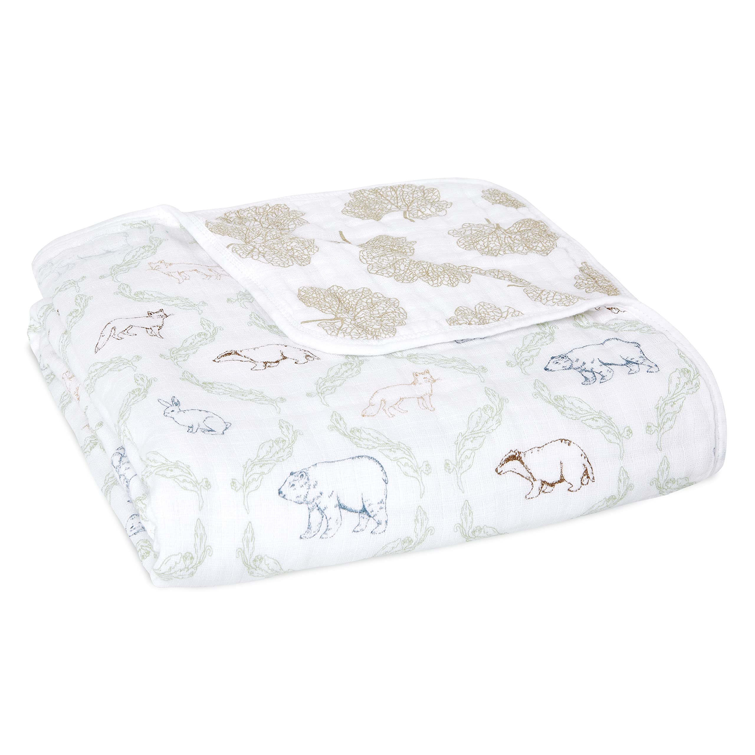 aden + anais Essentials Dream Blanket four-layer muslin for gentle, breathable newborn comfort.