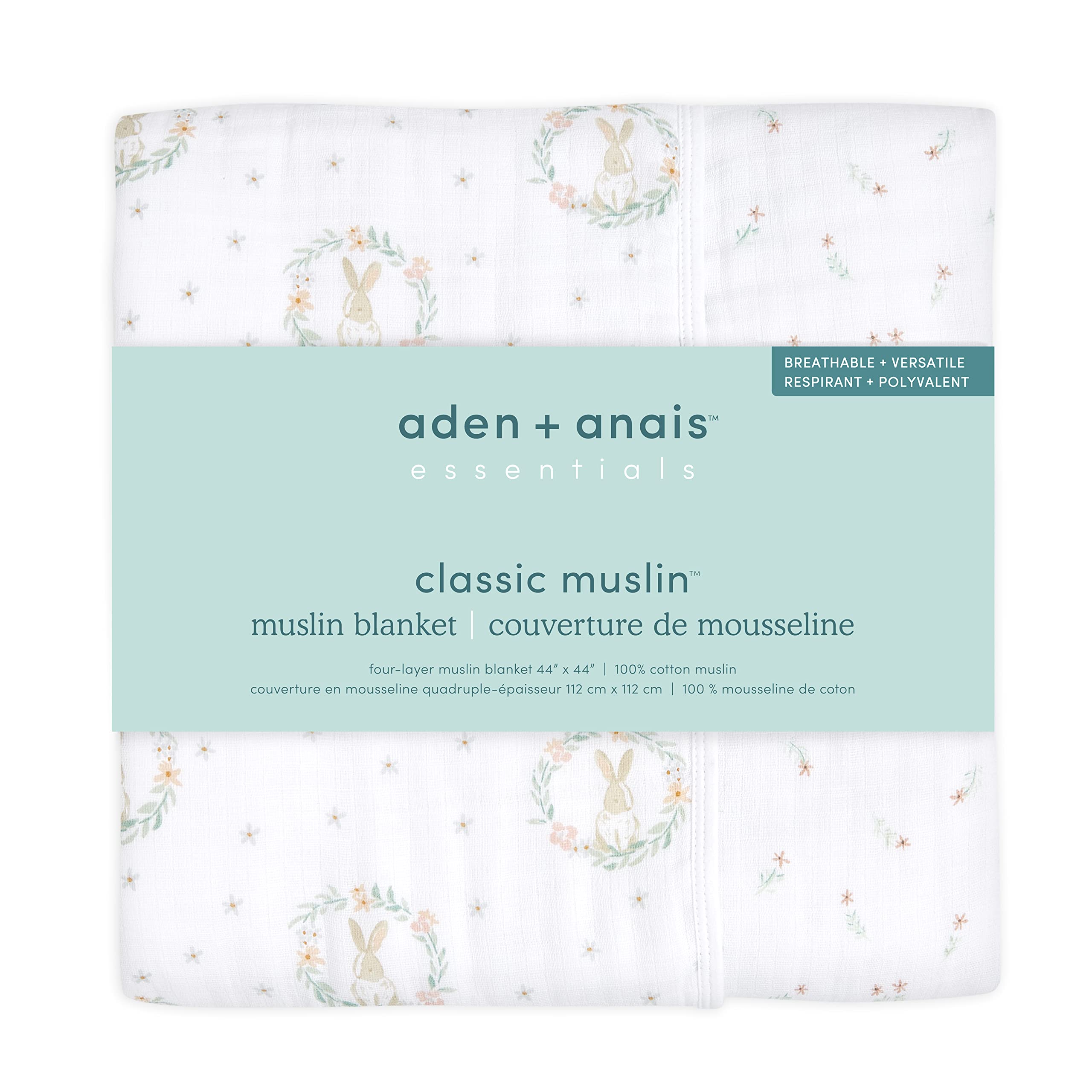 aden + anaïs Essentials Dream Blanket closeup highlights soft muslin texture ideal for gentle touch.