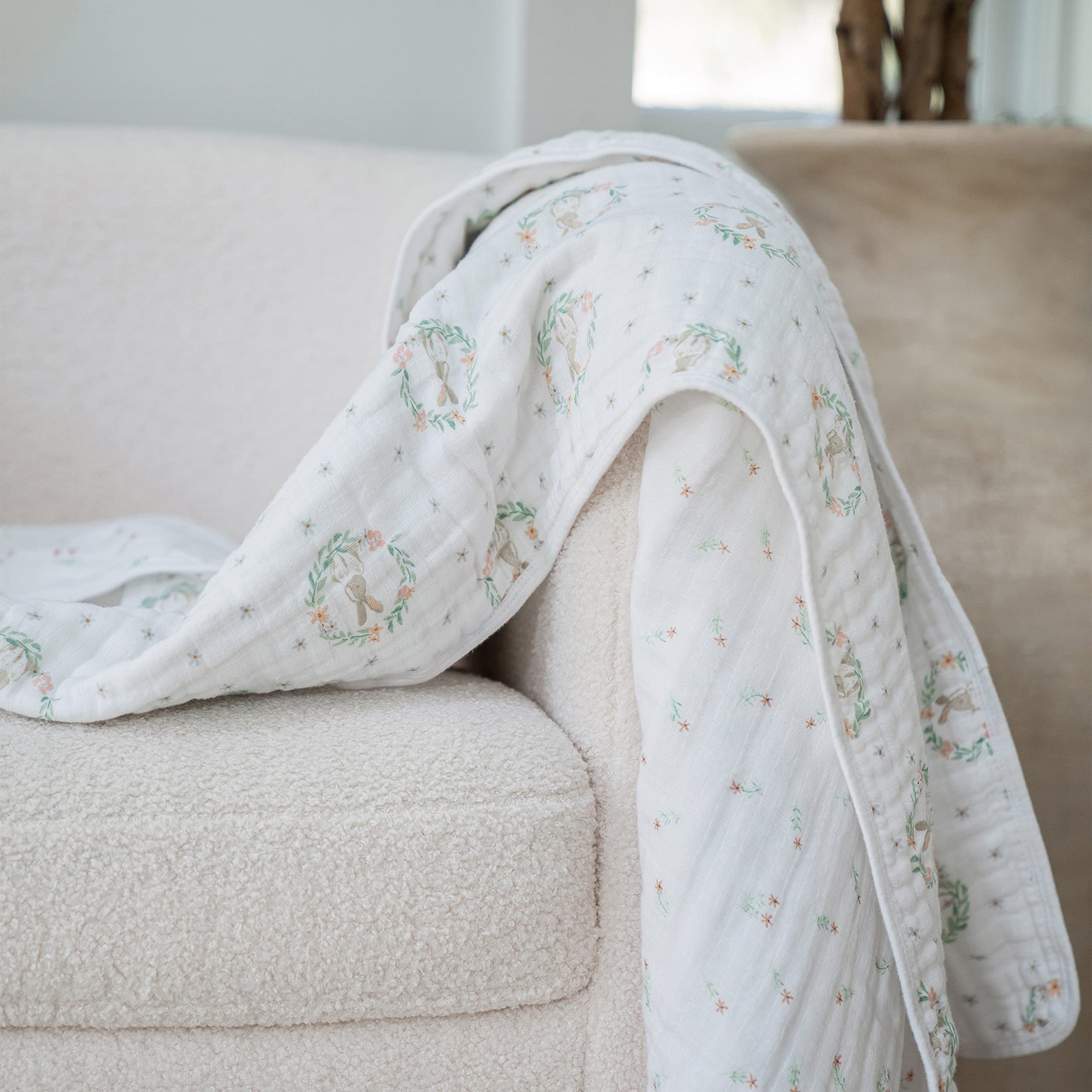 aden + anaïs Essentials Dream Blanket in use during tummy time provides a cozy, breathable play surface.