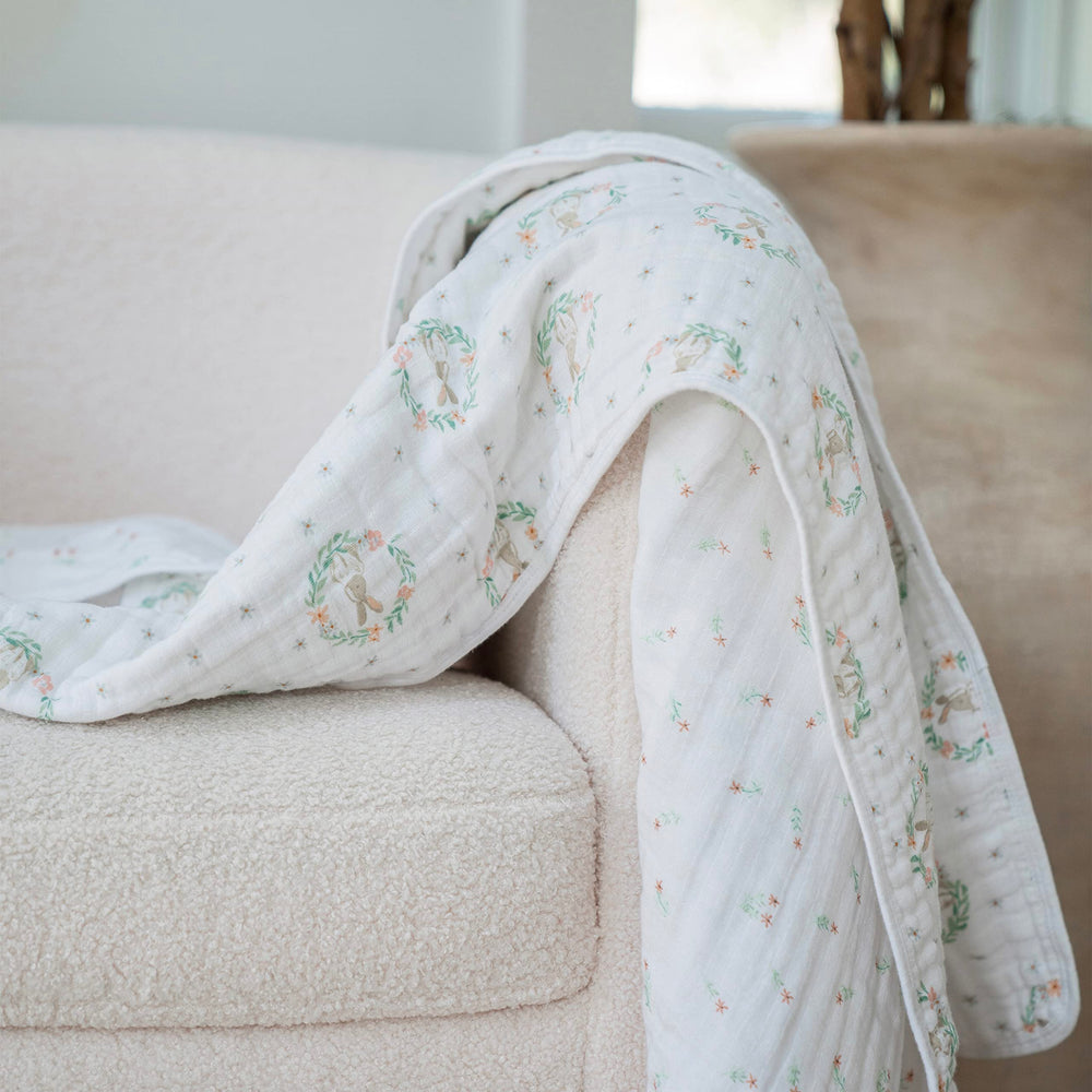aden + anaïs Essentials Dream Blanket in use during tummy time provides a cozy, breathable play surface.
