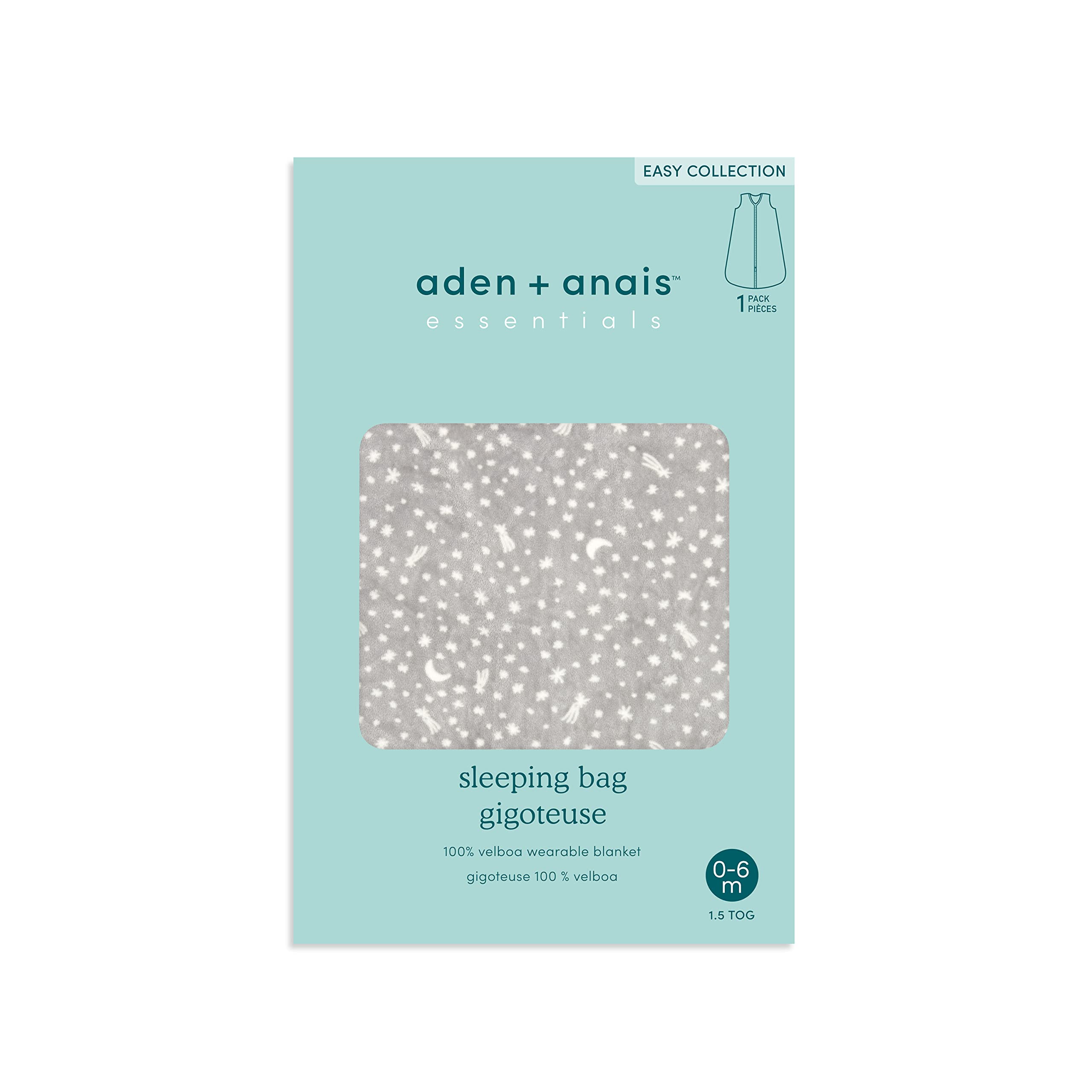 aden + anais Essentials Easy Sleeping Bag velboa fabric offers soft warmth without overheating.