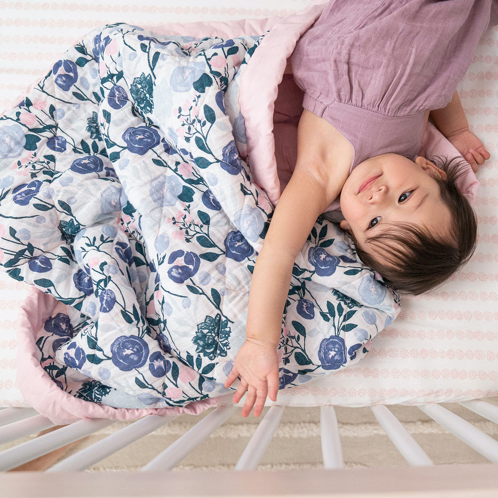 aden + anais Flowers Bloom print adds modern nursery style