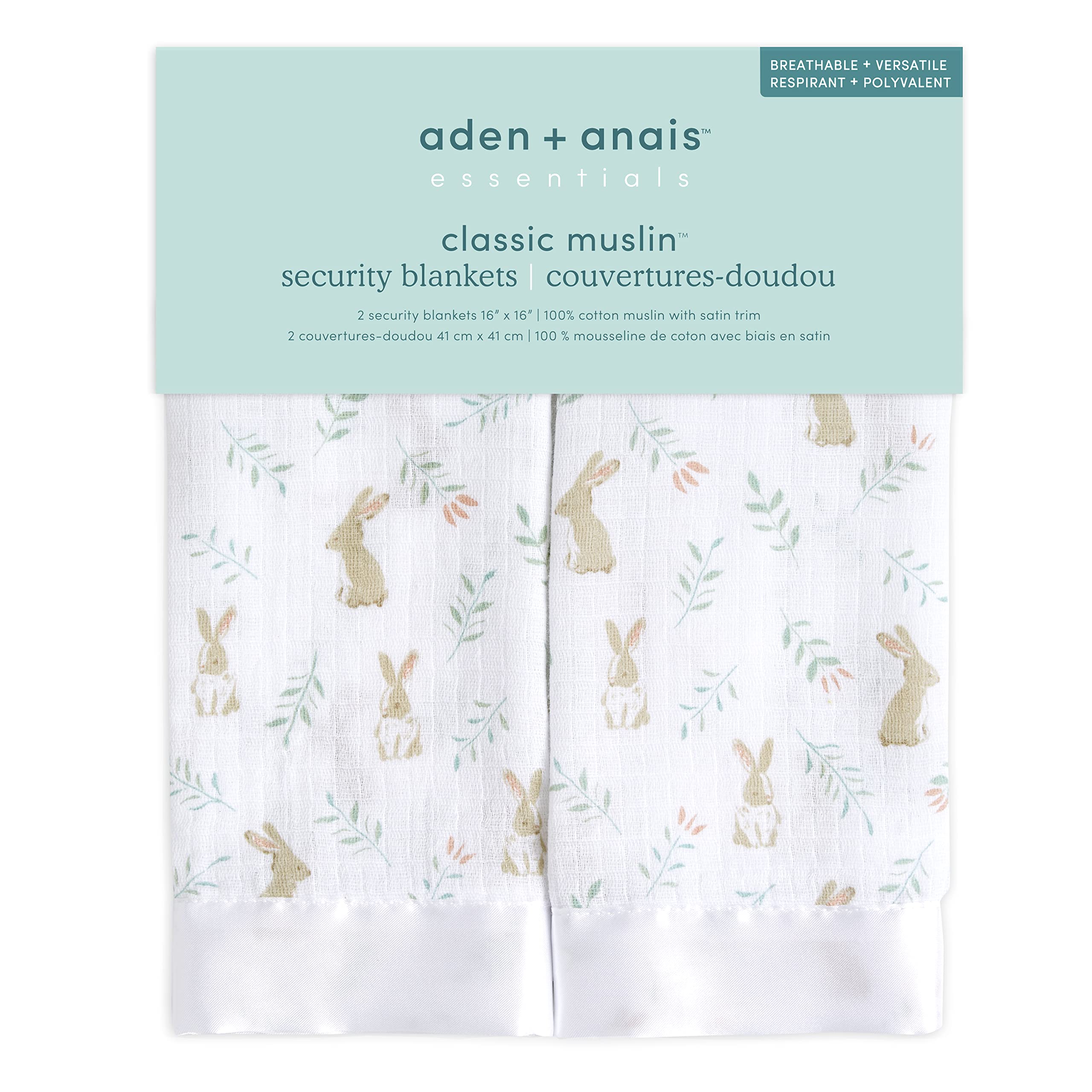 Issie security blanket by aden andanais with satin trim for comforting textures and softer feel.