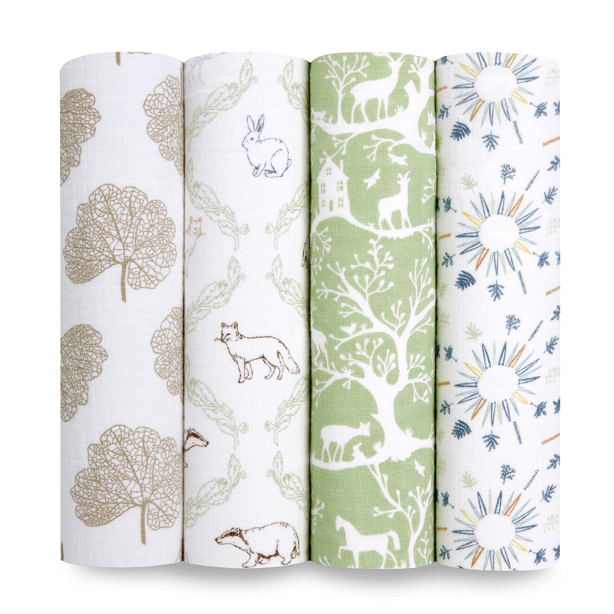 aden and anais Essentials muslin swaddle packaged for baby comfort and versatility.