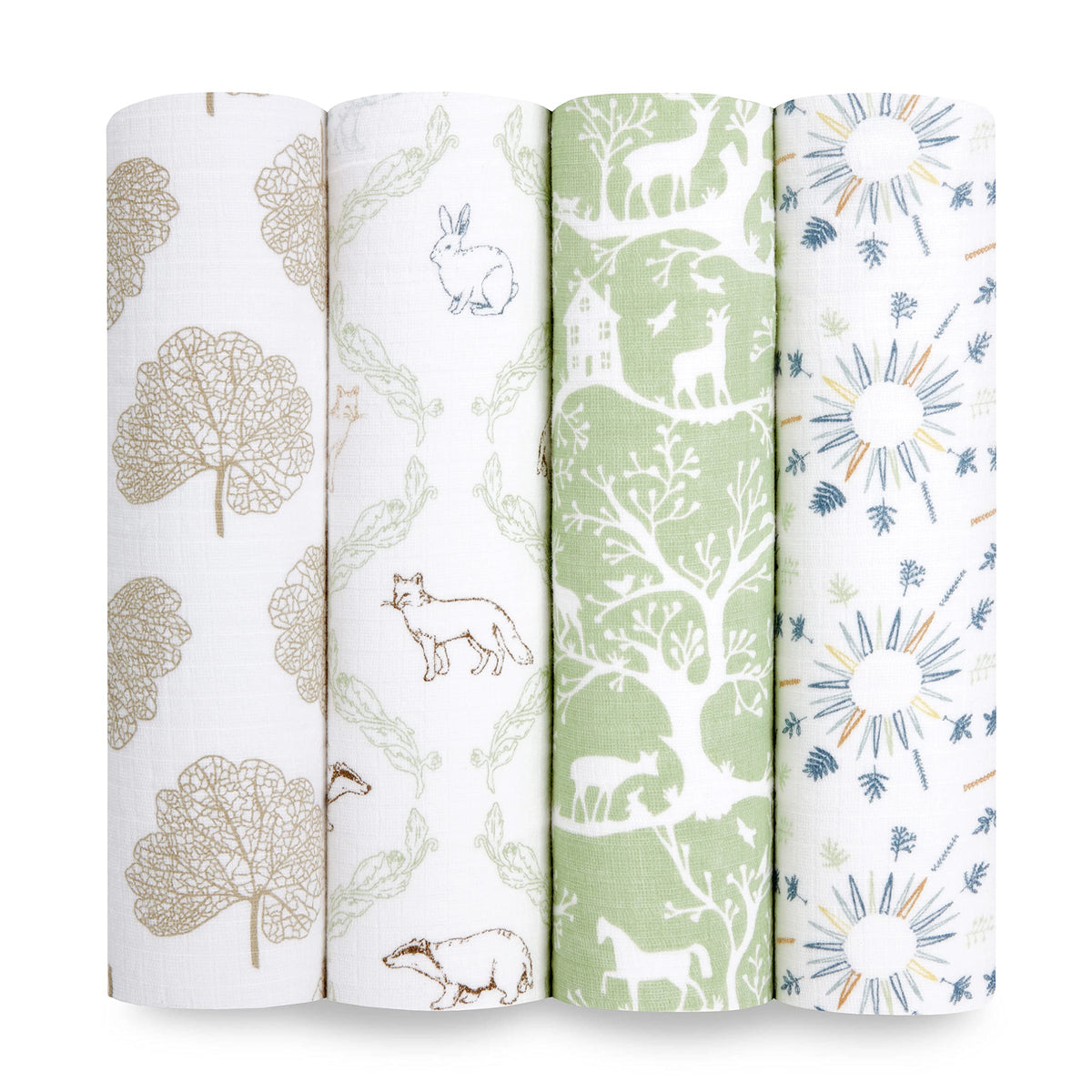 aden and anais Essentials muslin swaddle packaged for baby comfort and versatility.