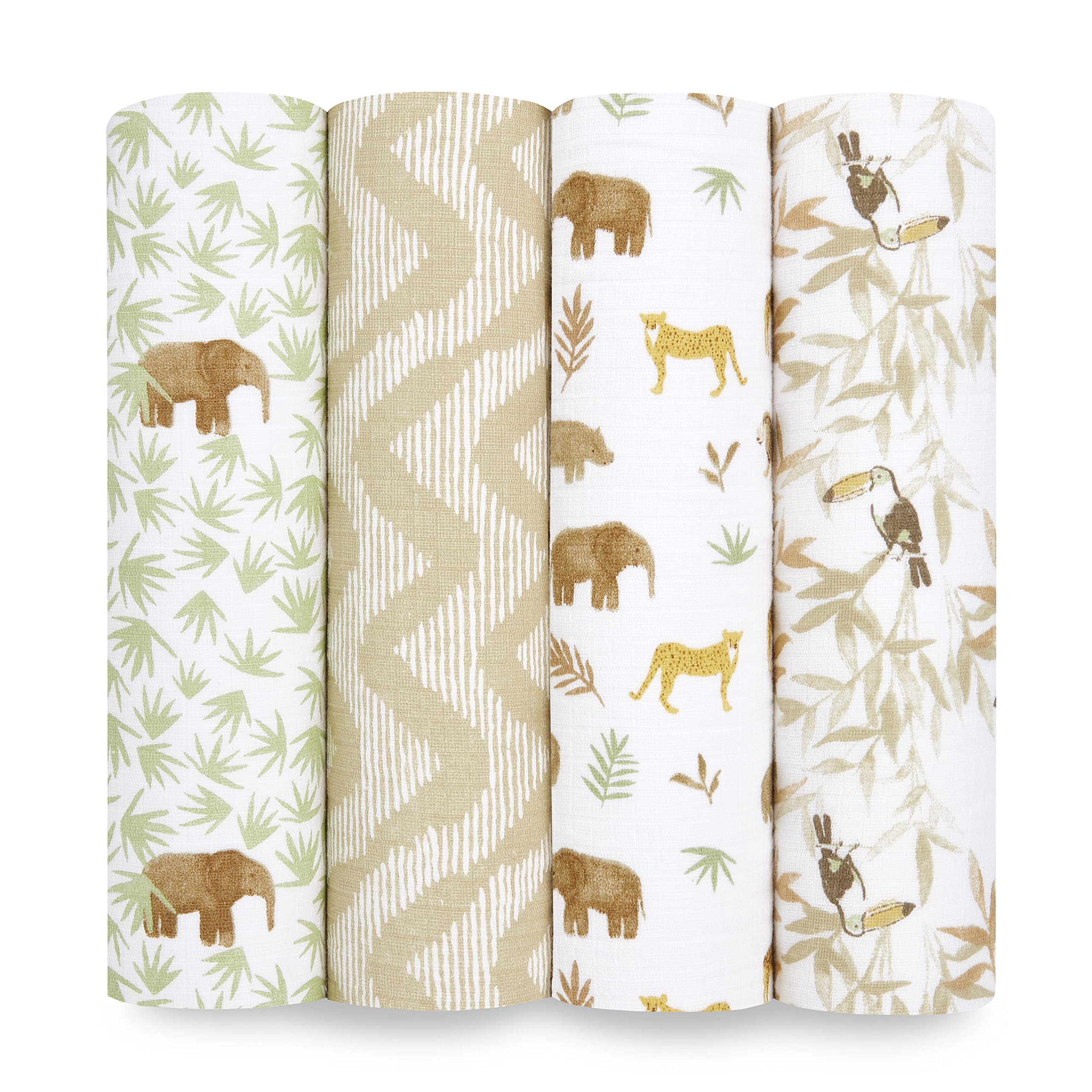 aden + anais Essentials muslin swaddle blanket, breathable and soft for gentle swaddling
