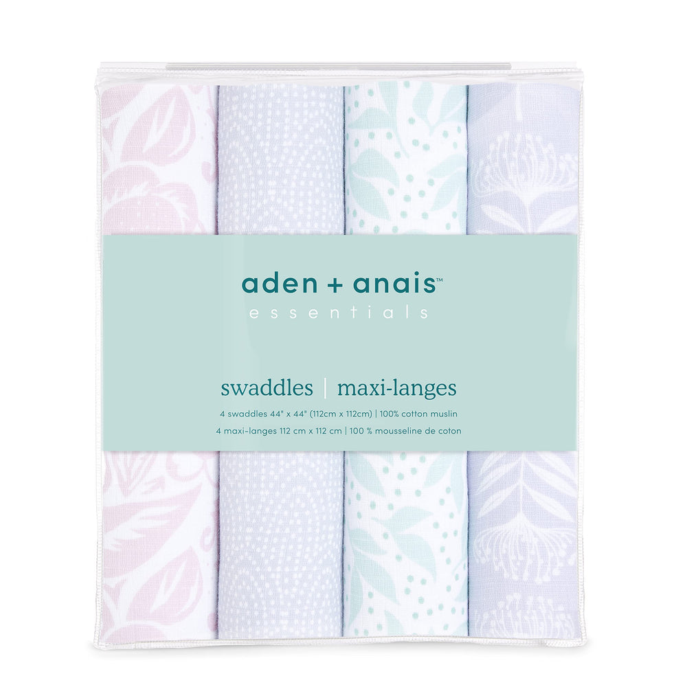aden-anais muslin swaddle blanket, breathable fabric helps regulate baby temperature.