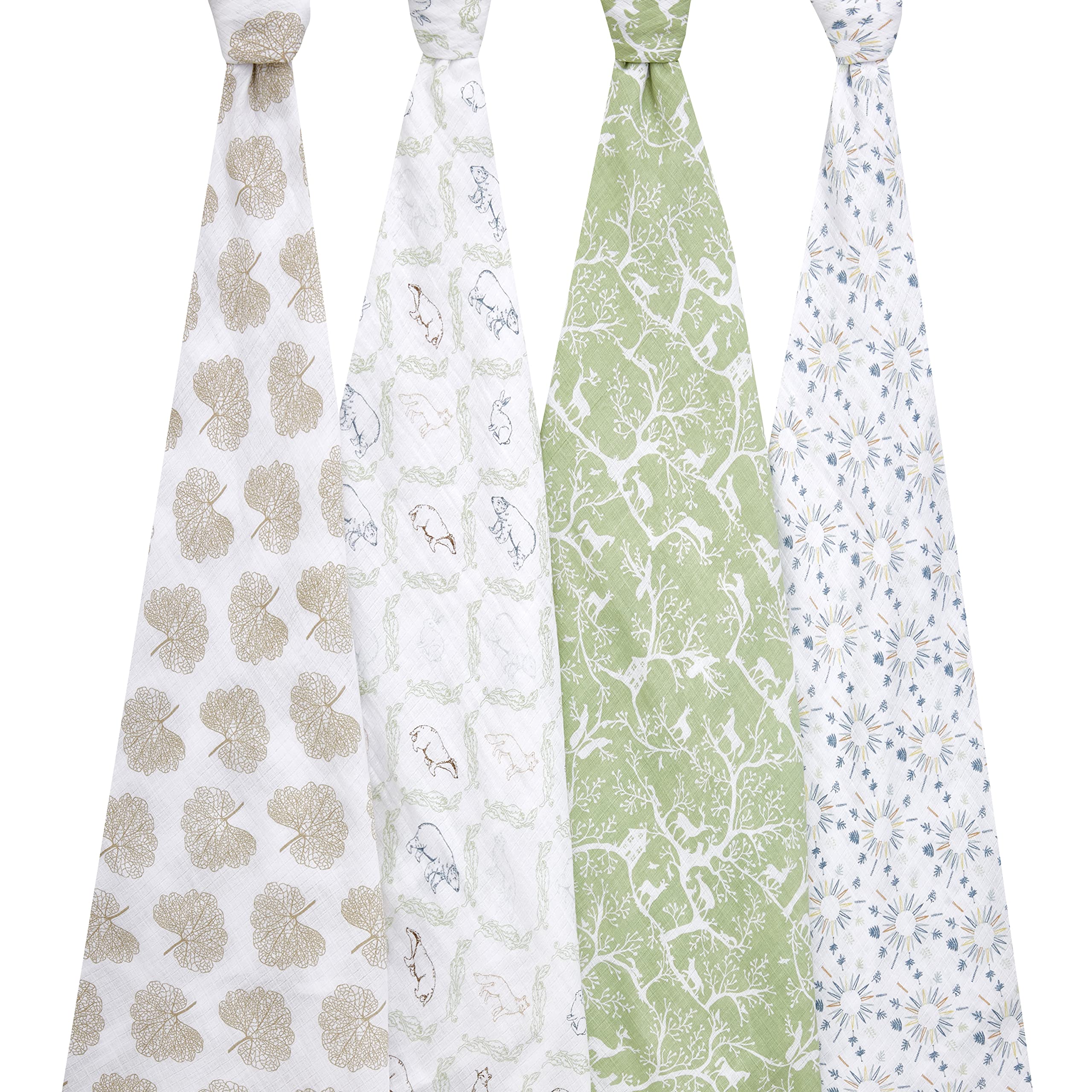 aden and anais Essentials muslin swaddle close up shows soft breathable fabric.